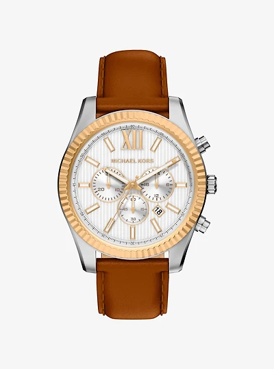 Oversized Lexington Two-Tone and Leather Watch