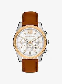 Oversized Lexington Two-Tone and Leather Watch