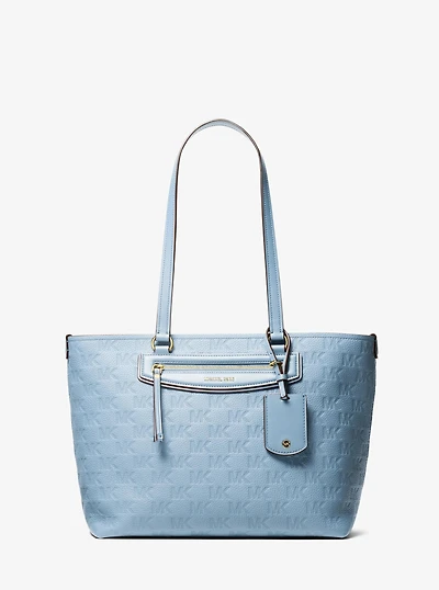 Jet Set Travel Medium Logo Embossed Leather Tote Bag
