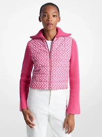 Quilted Graphic Logo and Knit Jacket