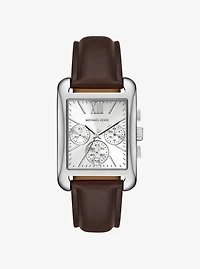 Monroe Silver-Tone and Leather Watch