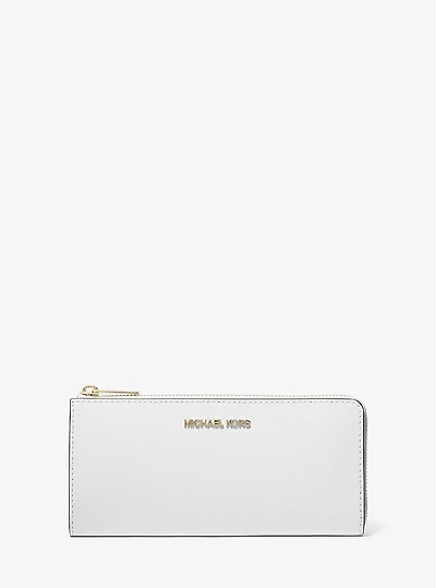 Jet Set Travel Large Saffiano Leather Quarter-Zip Wallet