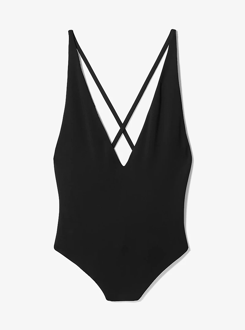 Stretch Matte Jersey Plunge-Neck Bodysuit