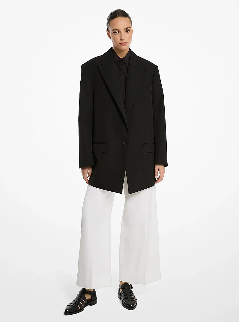 Oversized Wool and Cotton Gabardine Blazer