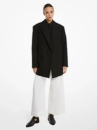 Oversized Wool and Cotton Gabardine Blazer