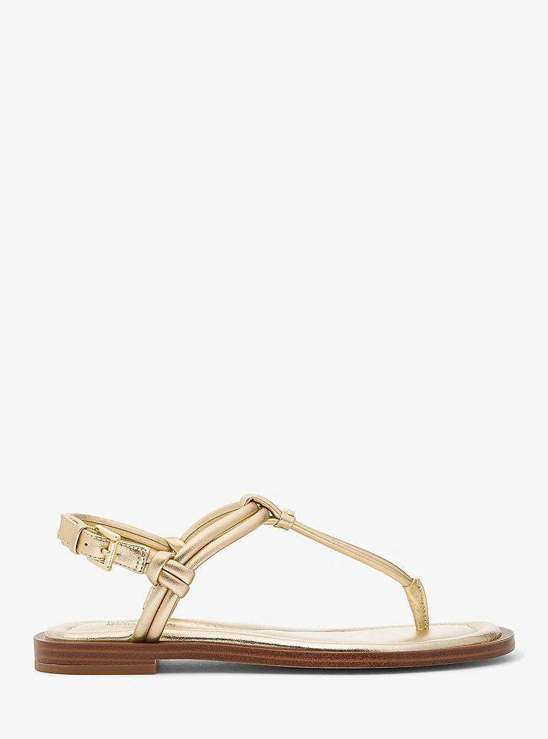 Astra Metallic Leather T-Strap Sandal