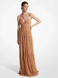 Hand-Embroidered Sequin Chantilly Lace Slip Gown