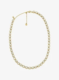 Precious Metal-Plated Cubic Zirconia Tennis Necklace