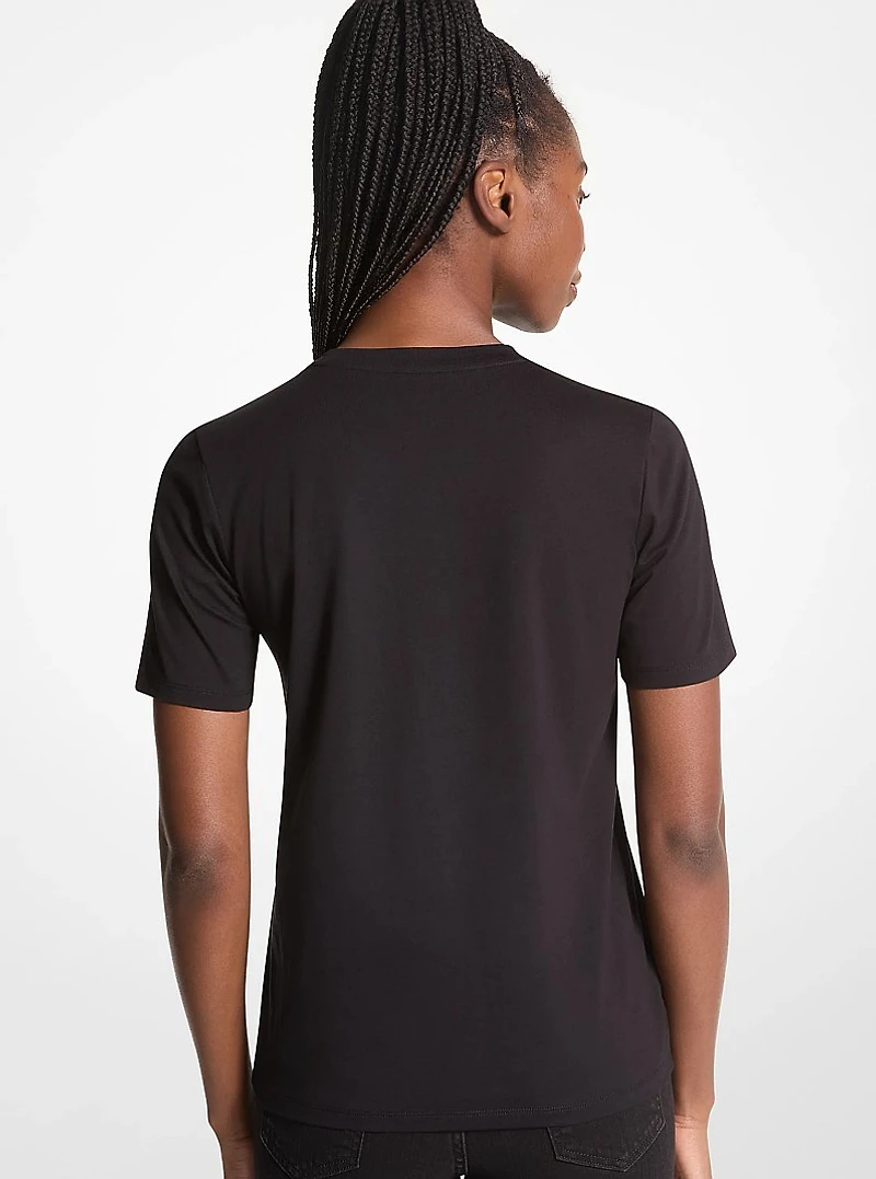 Studded Logo Charm Organic Cotton Jersey T-Shirt