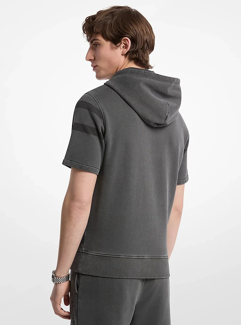 Logo Garment-Dyed Cotton Short Sleeve Hoodie