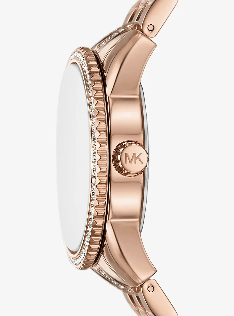 Mini Bryant Pavé Logo Rose Gold-Tone Watch