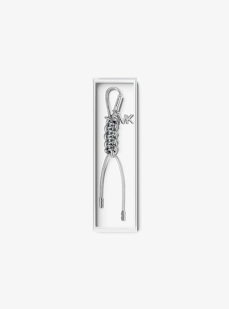 Silver-Tone and Metallic Braided Cord Bag Charm