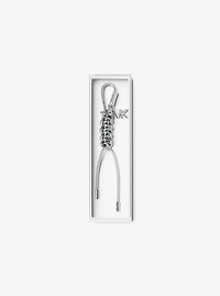 Silver-Tone and Metallic Braided Cord Bag Charm