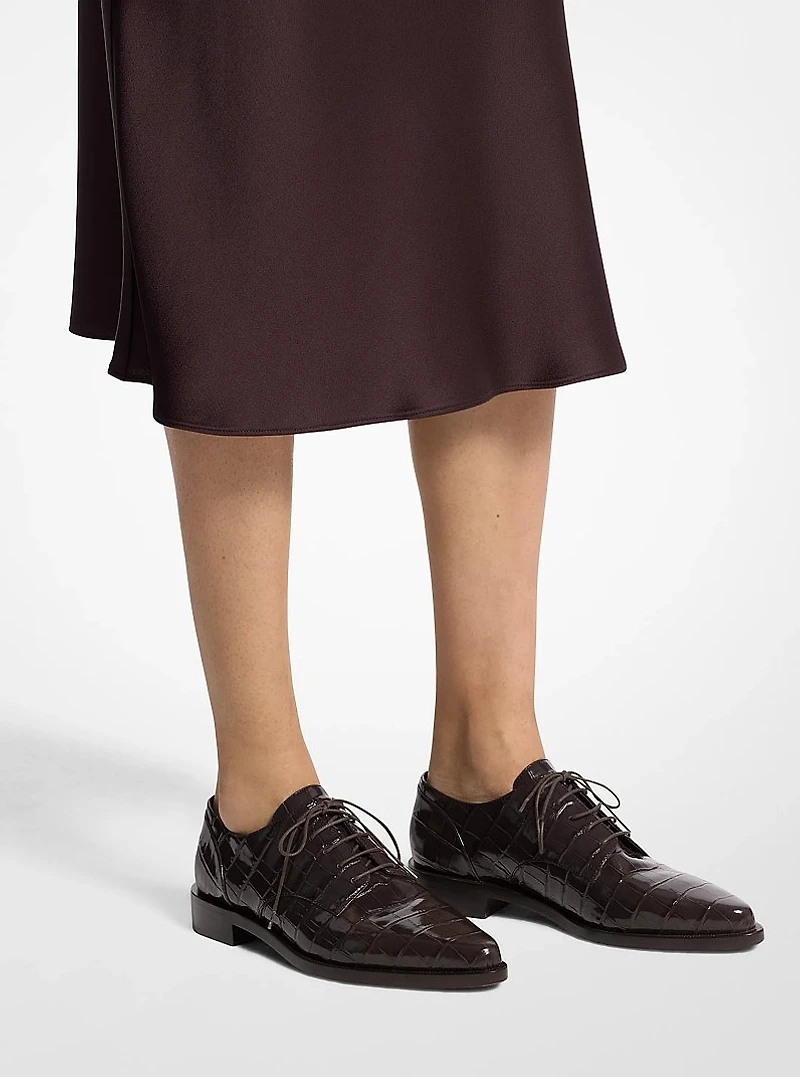 Annette Crocodile Embossed Patent Leather Oxford