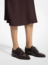 Annette Crocodile Embossed Patent Leather Oxford
