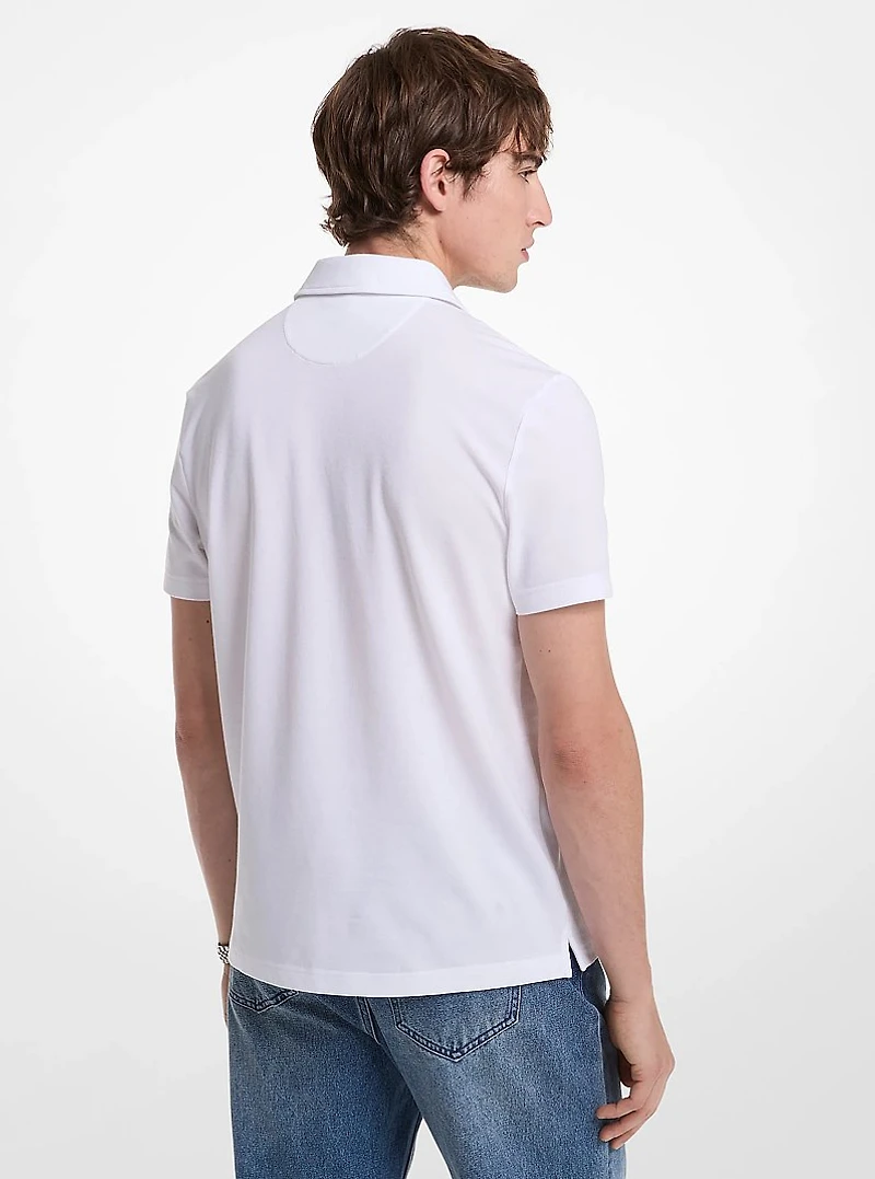 Cotton Blend Piqué Zip-Up Polo Shirt
