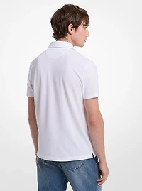 Cotton Blend Piqué Zip-Up Polo Shirt