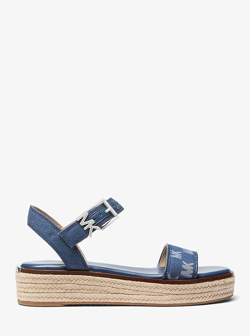 Richie Logo Jacquard Denim Espadrille Sandal