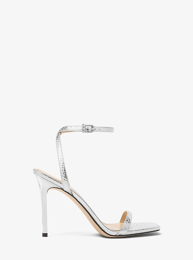 Liana Metallic Snake Embossed Leather Sandal