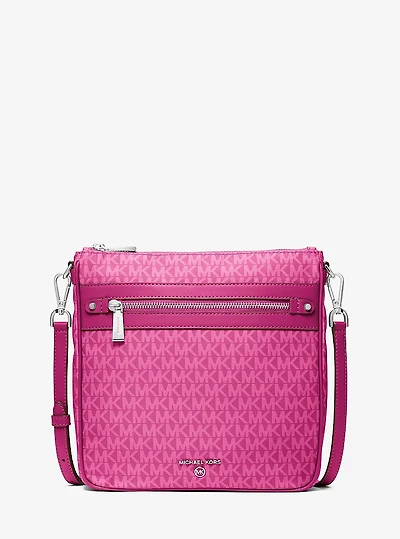 Jet Set Large Logo Print Woven Crossbody Bag