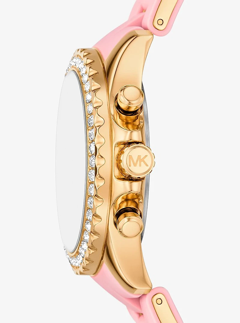 Oversized Everest Pavé Gold-Tone and Silicone Watch
