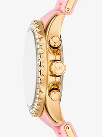 Oversized Everest Pavé Gold-Tone and Silicone Watch
