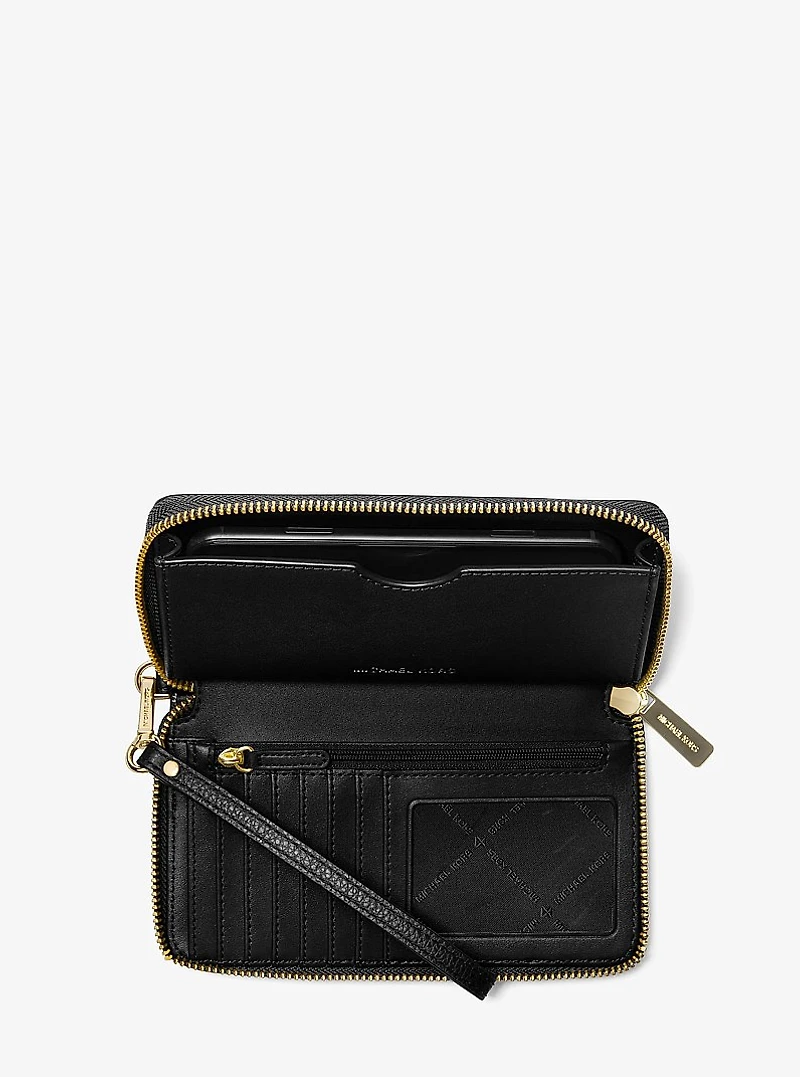 Large Pebbled Leather Smartphone Wristlet