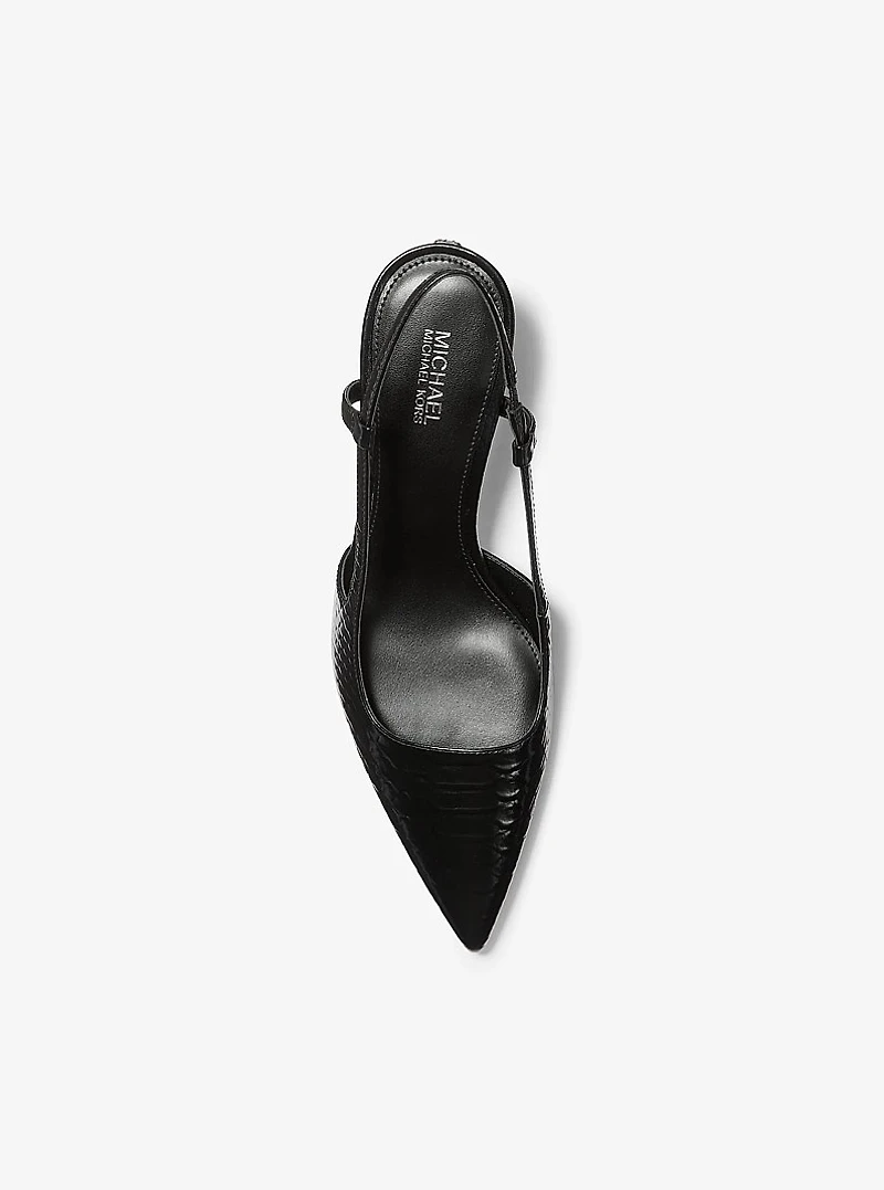 Alora Snake Embossed Leather Slingback Pump