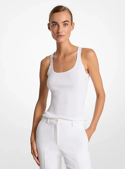 Ribbed Stretch Viscose Tank Top