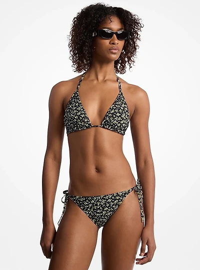 Floral Print Stretch Nylon Bikini Top