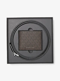 Signature Logo Billfold Wallet and Belt Gift Set