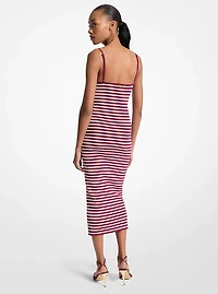 Striped Stretch Viscose Blend Midi Dress