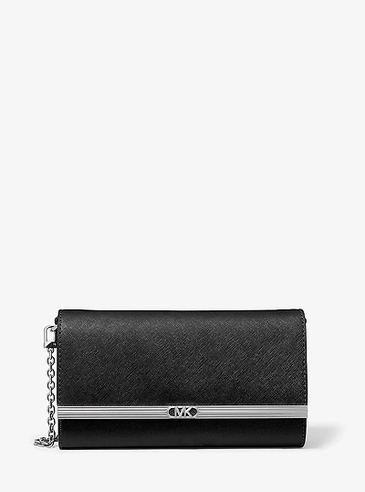 Mona Large Saffiano Leather Clutch