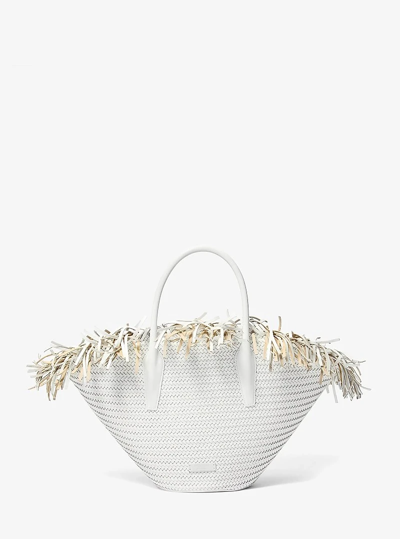 Sardinia Large Hand-Woven Leather Basket Tote Bag