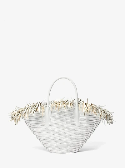 Sardinia Large Hand-Woven Leather Basket Tote Bag