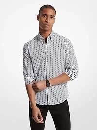 Empire Logo Pinstripe Stretch Organic Cotton Oxford Shirt