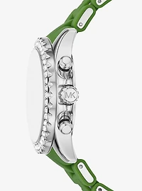 Oversized Everest Pavé Silver-Tone and Silicone Watch