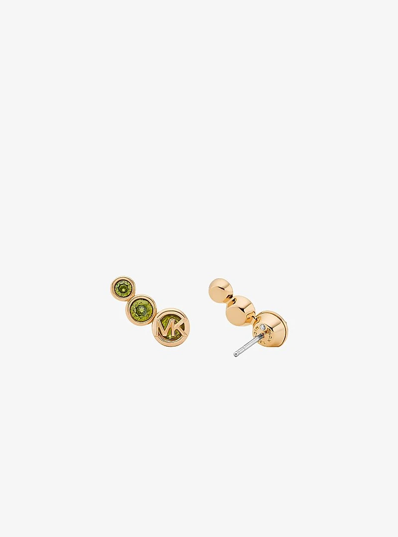 Bezel Cubic Zirconia Crawler Earrings