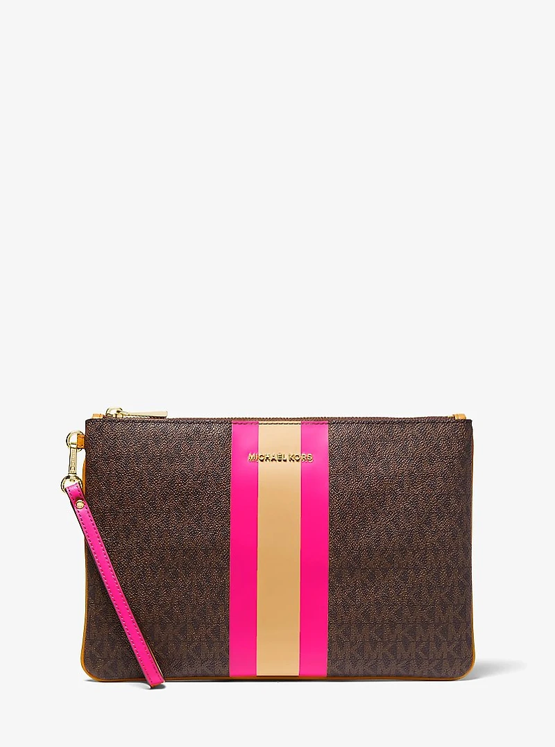 Large Logo Stripe Zip Pouch