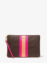 Large Logo Stripe Zip Pouch
