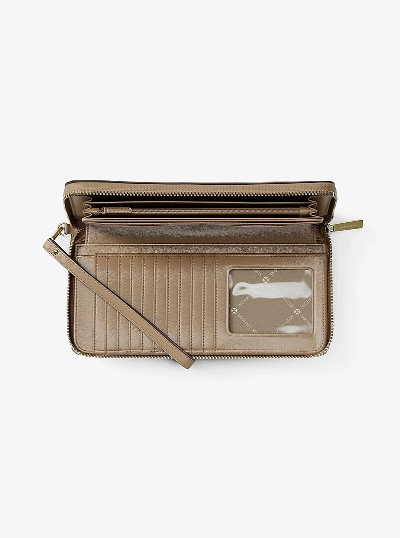 Jet Set Travel Large Pebbled Leather Wristlet