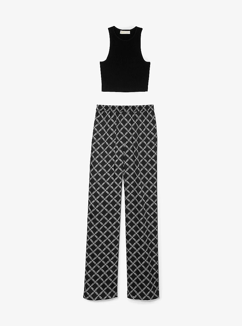 Ribbed Recycled Viscose Blend Cropped Tank Top