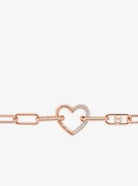 Pavé Heart Curb-Link Bracelet