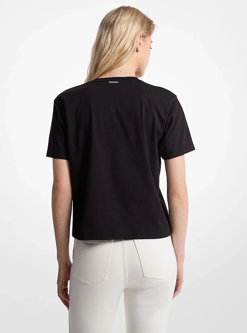 Embellished Logo Cotton Blend T-Shirt