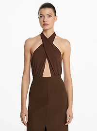 Stretch Matte Jersey Halter Bodysuit