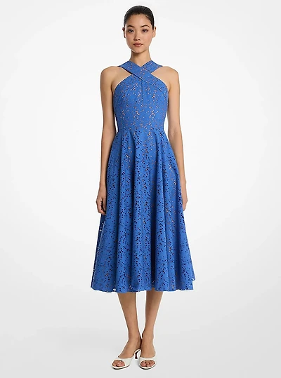 Cotton Eyelet Halter Dress