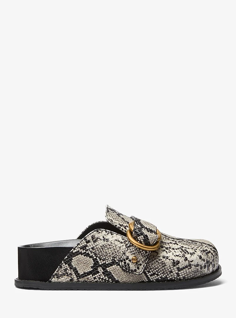 Jaden Snake Embossed Leather Clog