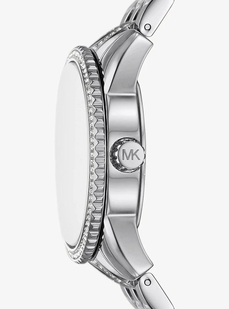 Mini Bryant Pavé Logo Silver-Tone Watch
