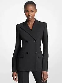 Stretch Wool Crepe Blazer