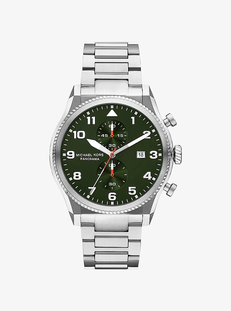 Oversized Panorama Silver-Tone Watch